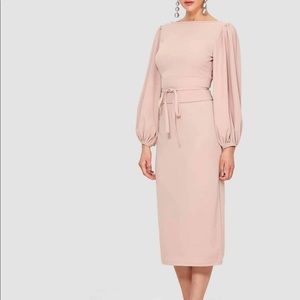 Pink midi dress with corset belt